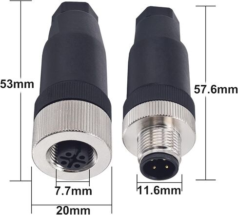 M12 4 Pin Male & Female Socket Panel Aviation Wire Connector,12mm Industrial Circular Connector,Outdoor Waterproof IP67,4 Sets in Saudi Arabia