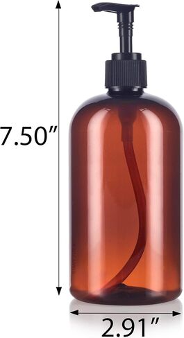JUVITUS 16 oz Amber Boston Round PET Plastic Bottles with Black Lotion Pump (3 pack) in Saudi Arabia