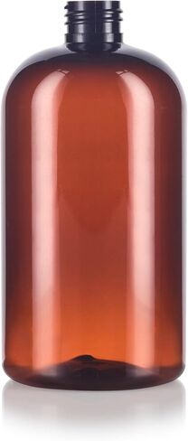 JUVITUS 16 oz Amber Boston Round PET Plastic Bottles with Black Lotion Pump (3 pack) in Saudi Arabia
