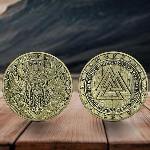 عملة الفايكنج فالكنوت، رمز الفايكنج، هدية عملة تحدي الرون، تعويذة الأساطير الإسكندنافية للرجال in Saudi Arabia