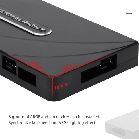 وحدة تحكم Thermalright ARGB Fan HUB تدعم 8 مجموعات من المراوح، وحدة تحكم بمروحة الكمبيوتر ذات 8 منافذ و4 دبابيس، محور مروحة ARGB 5V-3Pin، معجون قوي + شفط مغناطيسي (12V 4-pin RGB غير مدعوم) in Saudi Arabia