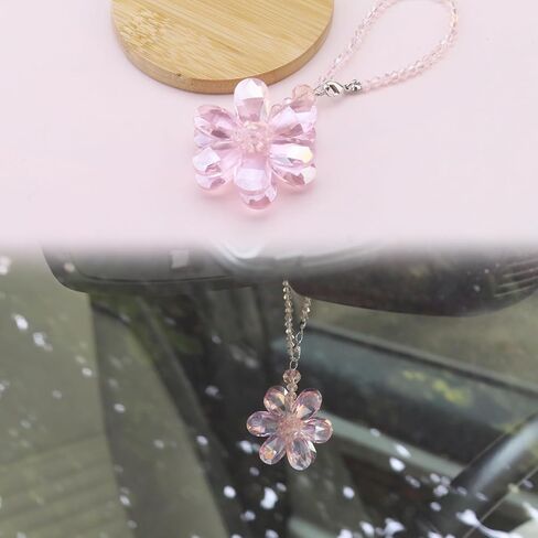 SING F LTD Blue Flower Suncatcher Crystal Hanging Ornament Car Rear View Mirror Pendant Automotive Interior Charm Decoration Accessories 15cm/5.9 Inch Length in Saudi Arabia