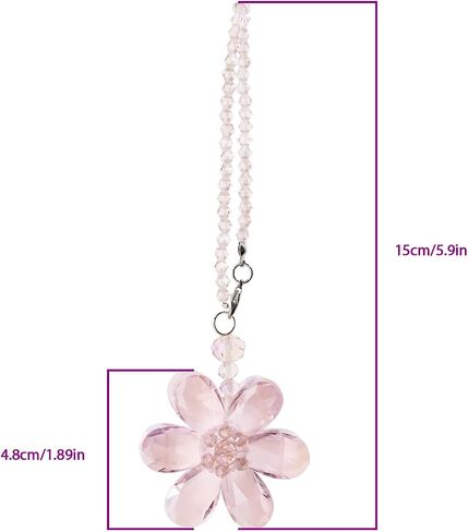 SING F LTD Blue Flower Suncatcher Crystal Hanging Ornament Car Rear View Mirror Pendant Automotive Interior Charm Decoration Accessories 15cm/5.9 Inch Length in Saudi Arabia