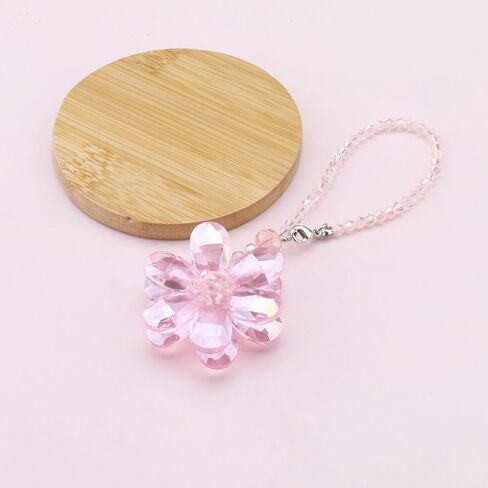 SING F LTD Blue Flower Suncatcher Crystal Hanging Ornament Car Rear View Mirror Pendant Automotive Interior Charm Decoration Accessories 15cm/5.9 Inch Length in Saudi Arabia