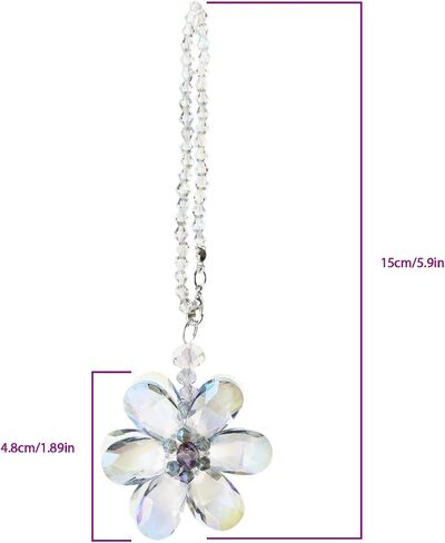 SING F LTD Blue Flower Suncatcher Crystal Hanging Ornament Car Rear View Mirror Pendant Automotive Interior Charm Decoration Accessories 15cm/5.9 Inch Length in Saudi Arabia