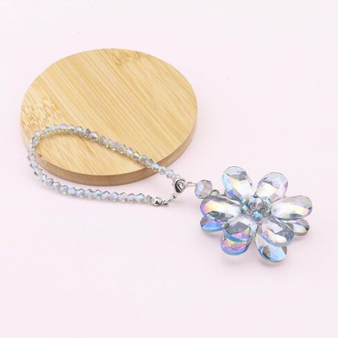 SING F LTD Blue Flower Suncatcher Crystal Hanging Ornament Car Rear View Mirror Pendant Automotive Interior Charm Decoration Accessories 15cm/5.9 Inch Length in Saudi Arabia