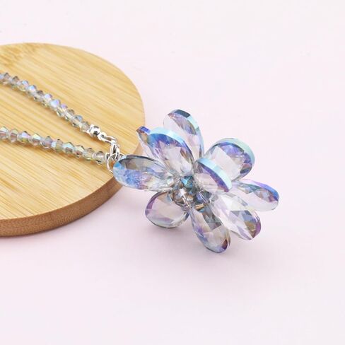 SING F LTD Blue Flower Suncatcher Crystal Hanging Ornament Car Rear View Mirror Pendant Automotive Interior Charm Decoration Accessories 15cm/5.9 Inch Length in Saudi Arabia