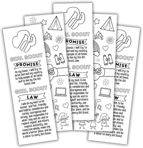 Scout Promise & Law Bookmark | 30 pk 2 x 6" Cardstock Bookmark Color Your Own Troop # Leader Daisy Brownie Junior Cadette Cookie Dealer Supplies in Saudi Arabia
