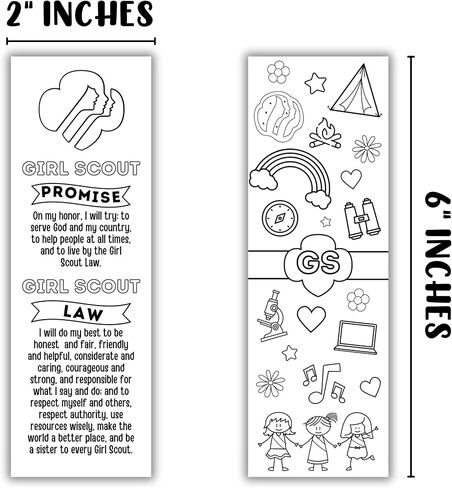 Scout Promise & Law Bookmark | 30 pk 2 x 6" Cardstock Bookmark Color Your Own Troop # Leader Daisy Brownie Junior Cadette Cookie Dealer Supplies in Saudi Arabia