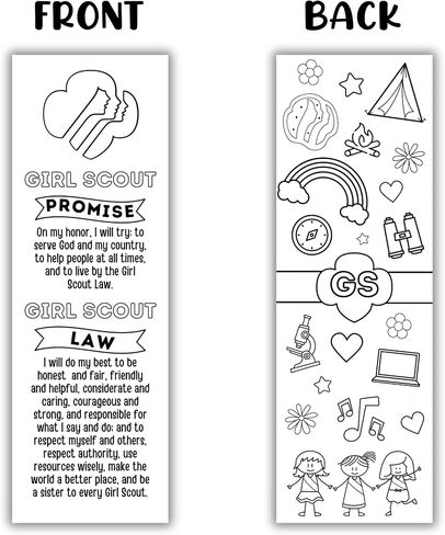 Scout Promise & Law Bookmark | 30 pk 2 x 6" Cardstock Bookmark Color Your Own Troop # Leader Daisy Brownie Junior Cadette Cookie Dealer Supplies in Saudi Arabia