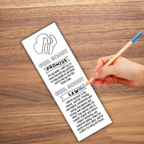 Scout Promise & Law Bookmark | 30 pk 2 x 6" Cardstock Bookmark Color Your Own Troop # Leader Daisy Brownie Junior Cadette Cookie Dealer Supplies in Saudi Arabia