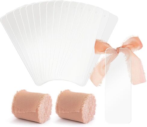 فراغات الإشارات المرجعية من الأكريليك، 60 قطعة من علامات كتاب التسامي مع لفتين من حرير الشيفون، بسيطة وشفافة للحرف اليدوية in Kuwait