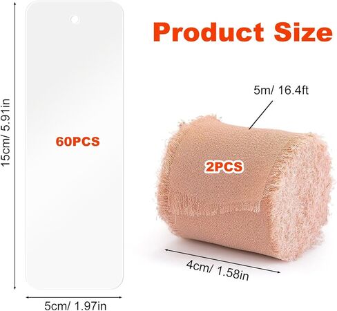فراغات الإشارات المرجعية من الأكريليك، 60 قطعة من علامات كتاب التسامي مع لفتين من حرير الشيفون، بسيطة وشفافة للحرف اليدوية in Kuwait
