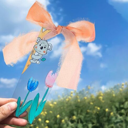 فراغات الإشارات المرجعية من الأكريليك، 60 قطعة من علامات كتاب التسامي مع لفتين من حرير الشيفون، بسيطة وشفافة للحرف اليدوية in Kuwait