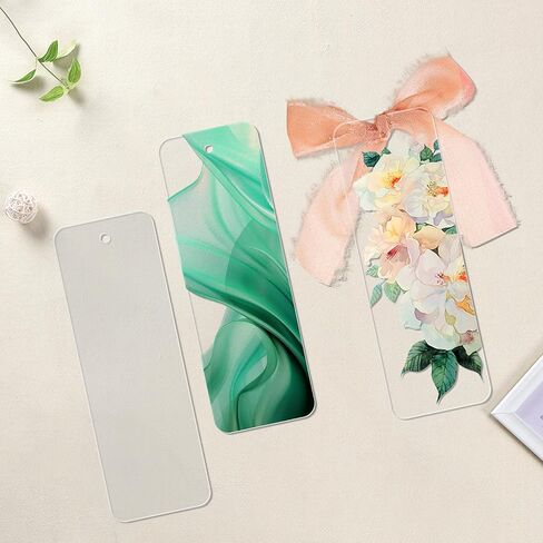 فراغات الإشارات المرجعية من الأكريليك، 60 قطعة من علامات كتاب التسامي مع لفتين من حرير الشيفون، بسيطة وشفافة للحرف اليدوية in Kuwait