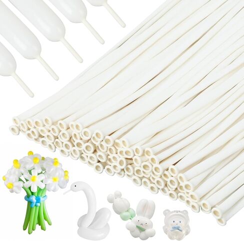 100PCS 260 Balloons, Premium White Magic Long Balloons for Tying Balloon Arch, Garland, Animals Modeling Suitable for Any Theme Party in Saudi Arabia