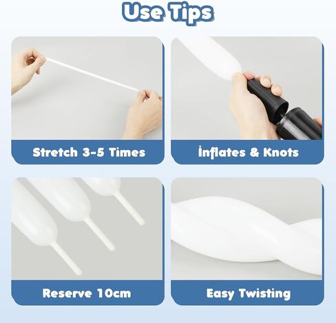 100PCS 260 Balloons, Premium White Magic Long Balloons for Tying Balloon Arch, Garland, Animals Modeling Suitable for Any Theme Party in Saudi Arabia