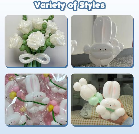 100PCS 260 Balloons, Premium White Magic Long Balloons for Tying Balloon Arch, Garland, Animals Modeling Suitable for Any Theme Party in Saudi Arabia