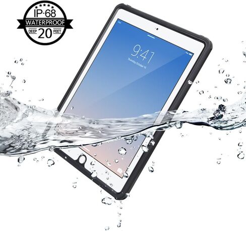 حافظة مقاومة للماء لجهاز iPad الجيل الخامس/السادس مع واقي شاشة مدمج، حماية كاملة ضد الصدمات وحامل، تتضمن حزام الرقبة - مصممة لموديلات iPad 9.7 بوصة 2018/2017 in Kuwait