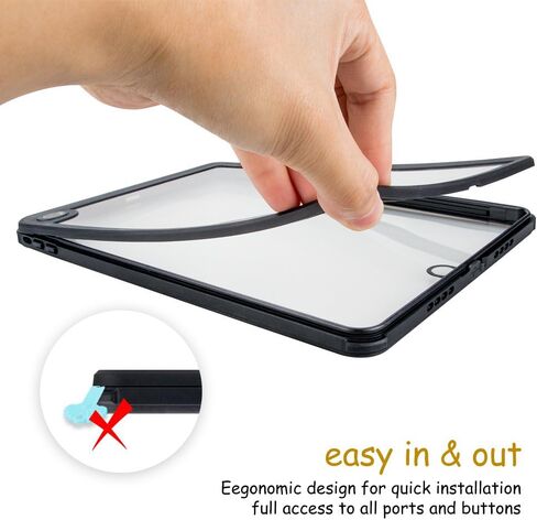 حافظة مقاومة للماء لجهاز iPad الجيل الخامس/السادس مع واقي شاشة مدمج، حماية كاملة ضد الصدمات وحامل، تتضمن حزام الرقبة - مصممة لموديلات iPad 9.7 بوصة 2018/2017 in Kuwait