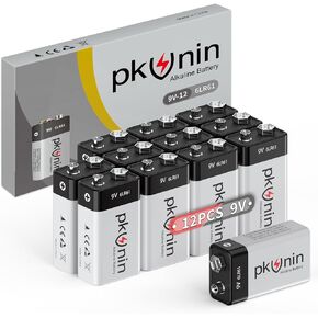 9V Batteries Alkaline 9 Volt Battery 12 Pack Square Smoke Alarm Batteries, Long-Lasting 9V Battery for Smoke Detector, 10-Year Shelf Life