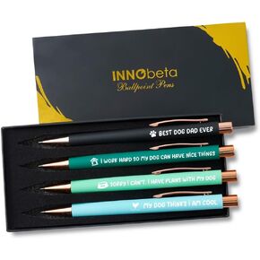 هدايا InnoBeta Dog Dad للرجال، مجموعة أقلام حبر جاف مكونة من 4 أقلام، هدايا لأب الكلب في عيد الأب، والكريسماس، وأعياد الميلاد