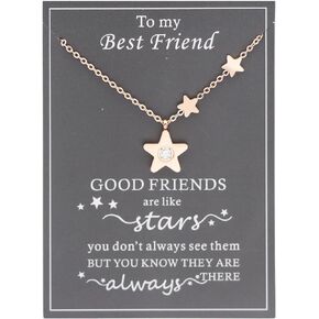 Best Friend Necklace with Card Friendship Gift for Women Girl Funny Birthday Gift for Bestie Going Away Gift Long Distance Gift for Friend
