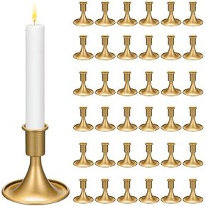 36 Pcs Candlestick Holders for Wedding Gold Taper Candle Holders Bulk Gold Candle Stick Metal Vintage Candle Stick Holder for Vintage Wedding Table Centerpiece Reception Banquet in Kuwait
