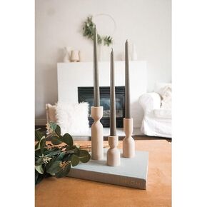 Wooden Candle Pillar Holder Set of 3,Rustic Farmhouse Candle Holder,Handmade Candlestick Holder, Wood Candle Holders, Console Table Decoration Pieces, Luxury Fireplace Candle Holder