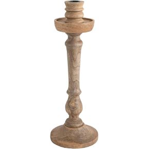 Creative Co-Op Hand-Carved Mango Wood Taper Holder, 16.5", Natural