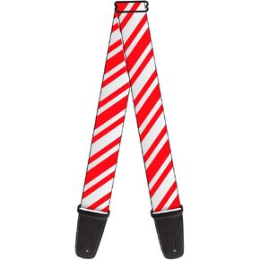 Buckle-Down Guitar Strap Candy Cane3 Stripe White 3 Red 2 Inches Wide
