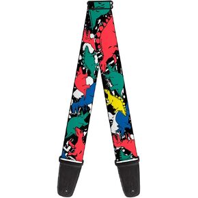 Buckle-Down Guitar Strap Dinosaurs Paint Splatter Black White Multi Color 2 Inches Wide (GS-W30416)