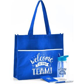 Cheersville! Value Office Essentials Gift Set - Welcome to the Team with Tote, Notepad, Pen with Highlighter, and 18oz Plastic Water Bottle - Employee