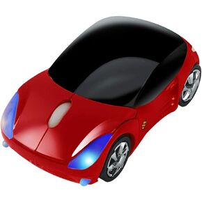Small Cool Sports Car Shaped Wireless Mouse Portable Optical Mini Cordless Mice with USB Receiver for Business Travel Office Home School Gift (Pink - 1 Pack)