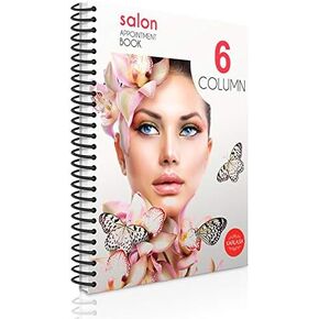 Karlash 6 Column 200 Pages Undated Appointment Book – Six Person Daily and Hourly Schedule Notebook for Salons, Massage Spas, Hairdressers, Stylists, and More