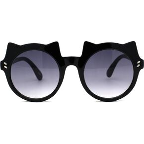 SA106 Girls Kids Size Kitty Cat Ear Round Plastic Circle Sunglasses