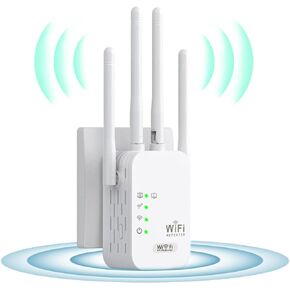 WiFi Extender, 1200Mbps Wi-Fi Signal Booster Amplifier for Home Cover Up to 9800sq.ft WiFi 2.4&5GHz Dual Band Wireless Repeater, 4 Antennas 360° WiFi Amplifier, WiFi Range Extender with Ethernet