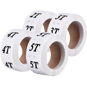 MECCANIXITY Clothing 2T/3T/4T/5T Size Sticker Label Coding Label 25mm/1inch Dia 4 Roll 2000 Round Labels for Retail Clothes Apparel