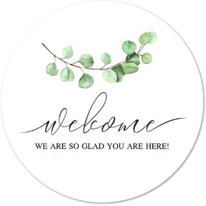 Greenery Welcome Stickers, 40-Pack 2in Wedding, Bridal Shower Birthday Party Favor Labels