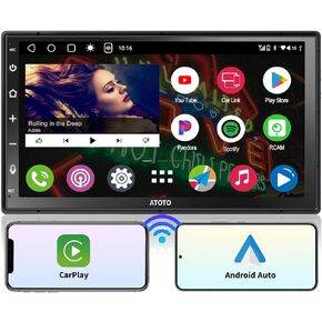 ATOTO A6 7 بوصات مستقبلات فيديو ستيريو للسيارة مزدوجة DIN، 2G+32G راديو Android CarPlay اللاسلكي/شاشة لمس تلقائية Android، وصلة مرآة، توصيل WiFi/BT/USB، بلوتوث مزدوج/USB/FM/AM/AUX، A6G2B7PF-2024