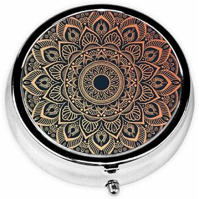 Medicine Pill Case Golden Lip Imprint Portable Pill Box for Pocket Metal Medicine Vitamin Organizer 3 Compartment