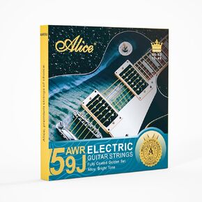 Alice Guitar Strings, Coated Electric Guitar Strings - Gold Polished for Smooth Feel and Warm, Bright Tone, Ball End with String Label - Easy to Install (Regular Light, 10-46)