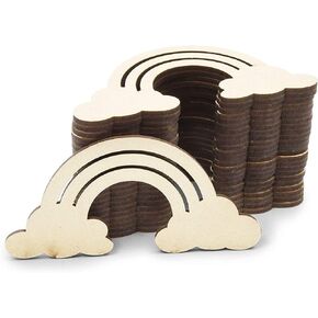 Bright Creations Unfinished Wood Cutouts for Crafts, Rainbow Clouds (4.5 x 2.2 in, 24 Pieces)