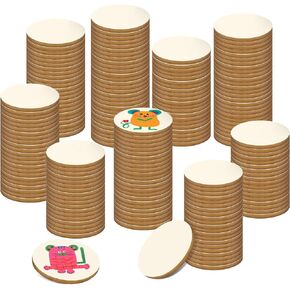 200 Pieces Round Wood Circles for Crafts - 1 inch Wood Round Disc Unfinished Wood Circles Blank Natural Wooden Cutout Ornaments for Decoration DIY Craft Art Supplies