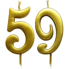 MAGJUCHE Gold 59th Birthday Numeral Candle, Number 59 Cake Topper Candles Party Decoration for Women or Men