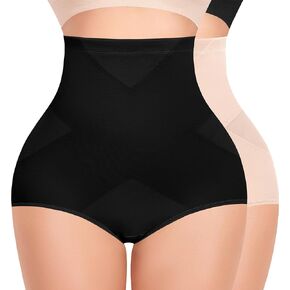 Werena Tummy Control Shapewear for Women Shaping Panties Underwear High Waisted Cincher Body Shaper Slimming Panty Girdle (#3 Black+Nude-high Waist,X-Large)