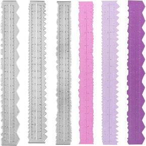 3 PCS Metal Paper Tearing Ruler Irregular Edges Ruler Deckle Edges Ruler Measuring Embossing Cutting Dies for Card Making Scrapbooking Craft Decor School Office DIY Cutting Dies Tools (8.5x1Inch)