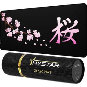 Hystar Extended Gaming Mouse Pad | XXXL 45" x 20" | 5mm Thick, Waterproof Surface, Smooth Polyester Fabric, and Natural Rubber Base | Blossom