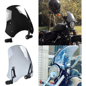 Motorcycle WindScreen for Universal Har-Ley FXST Softail/FXSTB Night Train FXDC Wide Glide/FXSB Breakout/FXDL Low Rider Windshield Windproof Protector Fairing Wind Deflector(Smoke)