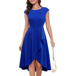 Bridesmay Cocktail Dresses for Women 2024,Modest Wedding Guest Dress with Sleeves,Ruffle Split Graduation Prom Dress